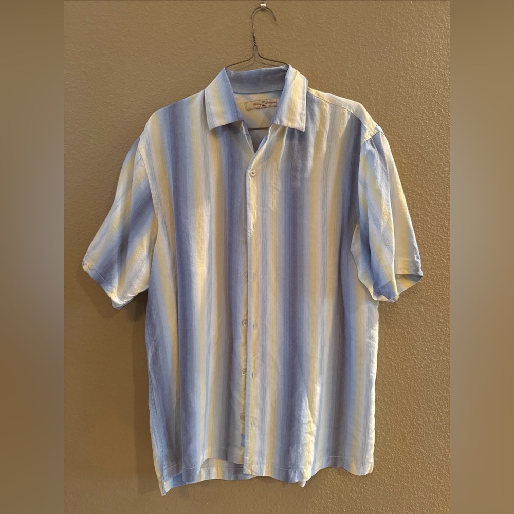 Tommy Bahama Dress Shirt Men Blue Yellow Green Gradient Shirt Button Down M